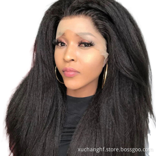 30 Inch High Quality Virgin Remy Human Hair Wig Kinky Straight Yaki Full Lace Braided Natural Wigs for Women
